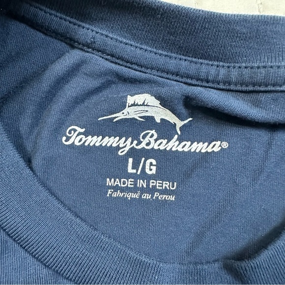 Tommy Bahama 100% Cotton Bump and Run Deep Blue Short Sleeve Tee - Picture 8 of 11